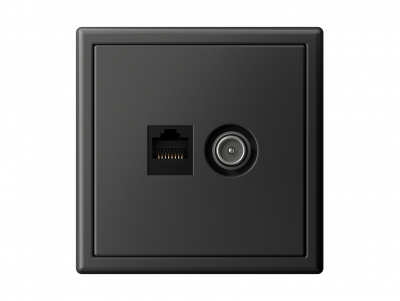 Systeme Electric ArtGallery совмещенная розетка RJ45+TV разъем в одиночной рамке, цвет базальт