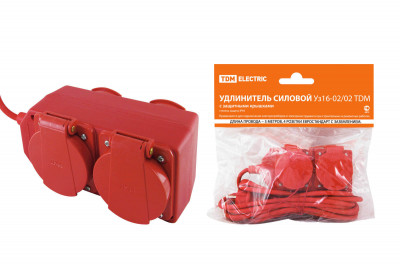 Удлинитель силовой Уз16-02/02 TDM Electric (с крышками IP44, 4 места/5м ПВС 3х1,0), SQ1302-0010