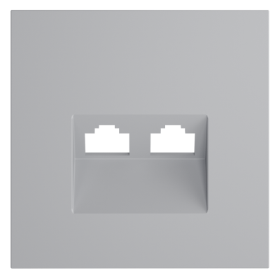 Накладка для розетки компьютерной двойной RJ45+RJ45 кат.6, S70 (серый), VLS001416