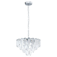 39721 Подвес CARVARIO, 7x40W(E14), сталь, хром//стекло, прозрачн, сатинов стекло