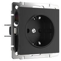 Werkel W1171108/ Розетка с заземлением и шторками (черный матовый), a051622