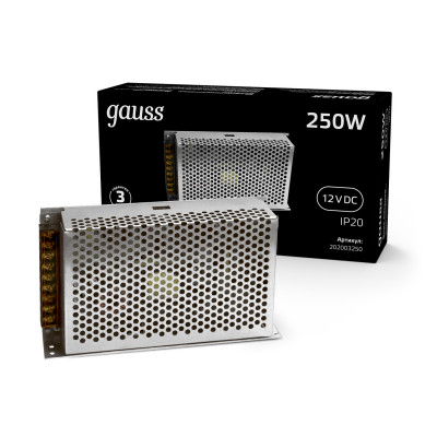 Блок питания Gauss 250W 12V IP20 1/36, 202003250