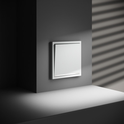 Выключатель встраиваемый VOLTUM S70 одноклавишный с подсветкой 10А, (белый матовый), VLS010202