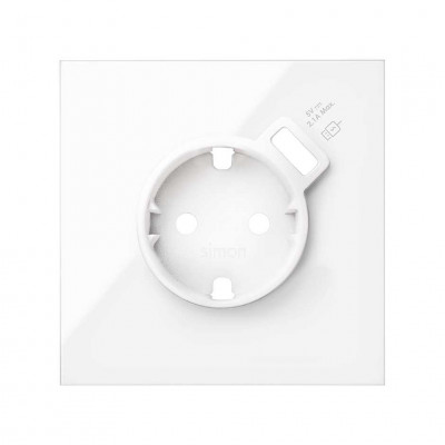 Simon 10020109-130 Кит 1 пост, фронт. Накладка на 1 розетку Schuko с з/у USB SC цвета белый глянец S100