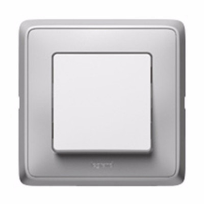 Legrand Выключатель 1-клавишный, клавиша - белый, рамка - жемчужный серый, серия Cariva