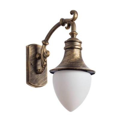 Arte Lamp VIENNA, Светильник уличный архитектурный, цвет арматуры - ЧЕРНО-ЗОЛОТОЙ, цвет плафона/декора - БЕЛЫЙ, 1х75W E27, A1317AL-1BN