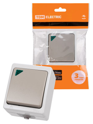 Выключатель 1-кл. с подсветкой открытой установки IP54 10А "Вуокса" TDM Electric, SQ1803-0004