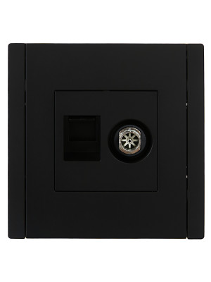 FORTE&PIANO Роз. двойная TV+RJ45 кат.5E FP136 чер. IEK, FP-AK20-1-K02