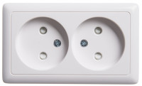 ХИТ О/У РОЗЕТКА двойная без зазем. со шт., ИЗОЛ.ПЛ. 16А, БЕЛЫЙ. Россия