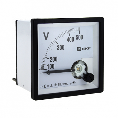 Вольтметр VMA-721 аналоговый на панель (72х72) квадратный вырез 500В прямое подкл. EKF PROxima