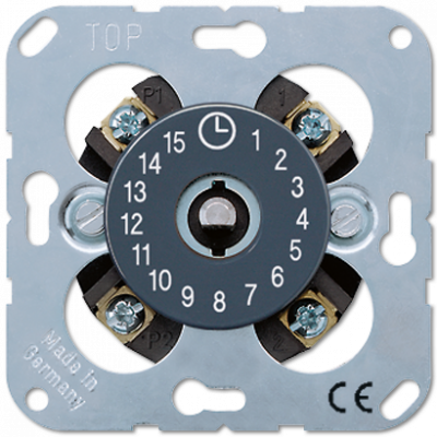 Таймер механический 2-полюсный макс. 15 мин., 16А/250В, в комплекте со шкалой цвета "антрацит"; универсальные встраиваемые механизмы, 11015