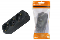 Колодка розеточная 3 гнезда 2П+3 16А 250В черная TDM Electric, SQ1806-0113