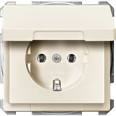 MTN2311-4044 - MERTEN МЕХАНИЗМ розетки 16А з/к б/ шт. c крышкой БЕЖЕВЫЙ, QF SD, Schneider Electric