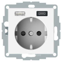 MERTEN SM РОЗЕТКА силовая 16 A с зарядкой USB A+C 3 A, АКТИВНЫЙ БЕЛЫЙ