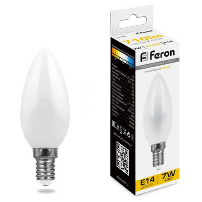 Лампа светодиодная, (7W) 230V E14 2700K матовая, LB-66, Feron 25785