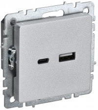 BRITE Роз. USB A+C 18Вт РЮ11-1-БрА алюм. IEK, BR-U22-018-K47