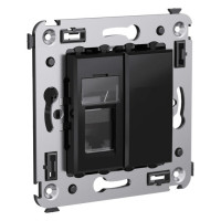 4402313 - ДКС Телефонная розетка RJ-12 в стену одинарная, "Avanti", "Черный квадрат"