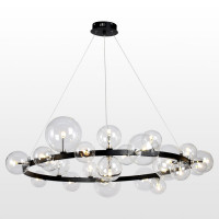 LUSSOLE BUBBLES Подвесной светильник, цвет основания - черный, плафон - стекло (цвет - прозрачный), 24x1,5W G4, LSP-8396