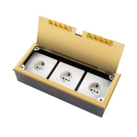 Люк напольный на 3 модуля (горизонт.), металлический, h=65мм, с рамкой, крышка без углубления, TIMIUX, золото, EU3GH65R GD