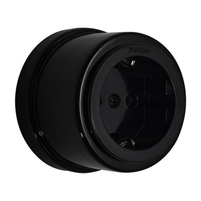 Fontini Garby Розетка 2К+З 16А 250В~ со шторками, черный фарфор