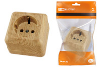 Розетка 2П+3 открытой установки IP20 16А 250В (керамика) сосна "Ладога" TDM Electric, SQ1801-0411