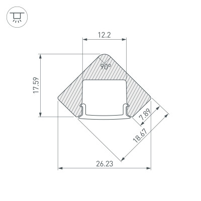 Профиль с экраном ALU-D45-2000 ANOD+FROST (Arlight, Алюминий), 018252