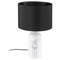 49824 Настольная лампа VINOZA, 1x40W (E27), H505, ?300, основание: ?120, керамика, белый//текстиль, черный, 43824