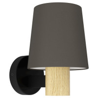 43783 Бра EDALE, 1Х40W, E27, L150, H215, A195, сталь, дерево, черный, коричневый/текстиль, капучино