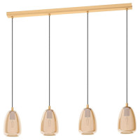 98649 Подвес ALOBRASE, 4х40W (E27), L1080, B150, H1100, сталь, латунь брашированный/дымчатое стекло,