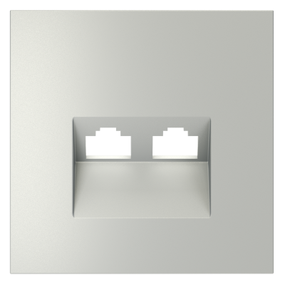 Накладка для розетки компьютерной двойной RJ45+RJ45 кат.6, S70 (сталь), VLS001405