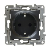 672622 - Розетка с заземлением - Legrand Etika - со шторками 16А 250В винтовые зажимы - антрацит, Legrand