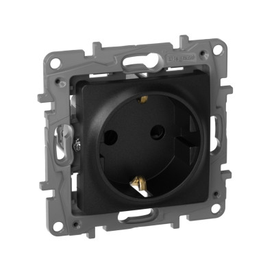 672622 - Розетка с заземлением - Legrand Etika - со шторками 16А 250В винтовые зажимы - антрацит, Legrand