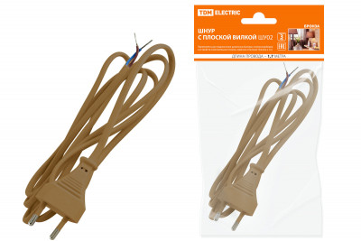 Шнур с плоской вилкой ШУ02 ШВВП 2х0,75мм2 1,7 м. бронза TDM Electric, SQ1305-0013