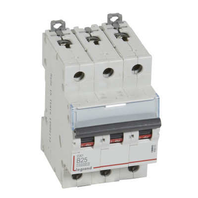 Legrand Автоматический выключатель DX? 10000 - 16 кА - тип характеристики B - 3П - 400 В~ - 25 А - 3 модуля, 408993