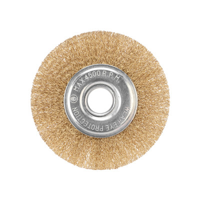 Щетка дисковая для УШМ, витая латунированная проволока, 125мм, отв. 22,23мм KRANZ, KR-91-1242