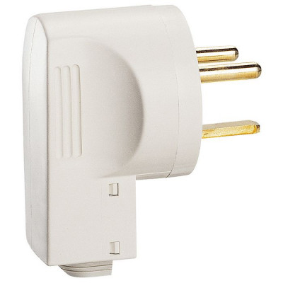 55802 - Вилка пластиковая 2К+З - 32 А - выход кабеля сбоку - белый, Legrand