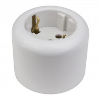 Bironi Розетка  двухполюсная с ЗК, R,  пластик, белый, R1-101-21