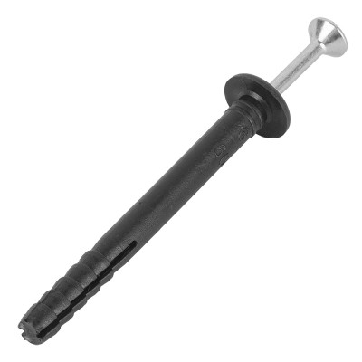 Дюбель-гвоздь грибовидный бортик, полипропилен 6х40мм, черный, пакет (100 шт/уп) KRANZ, KR-01-3621-010