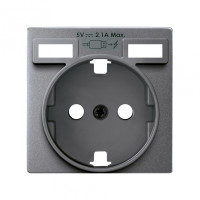 Simon 82 Detail Накладка для розетки Schuko с зарядным устройством 2хUSB цвета холодный Алюминий, 8200049-093