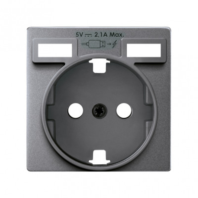 Simon 82 Detail Накладка для розетки Schuko с зарядным устройством 2хUSB цвета холодный Алюминий, 8200049-093