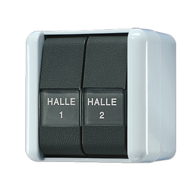 Выключатель для накладного монтажа сдвоенный с полем для надписи IP44, 805NAW