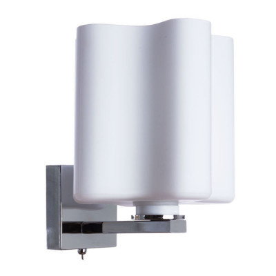 Arte Lamp SERENATA, Бра, цвет арматуры - ХРОМ, цвет плафона/декора - БЕЛЫЙ, 1х40W E27, A3479AP-1CC