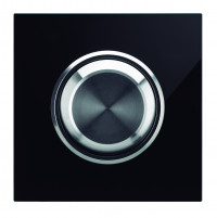 ABB Выключатель 1-клавишный, вставка - хром, рамка - черное стекло, серия Sky