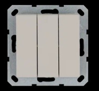 Выключатель трехклавишный 10A 250V~ с накладкой, цвет Тауп , G3031T, Jasmart Electric