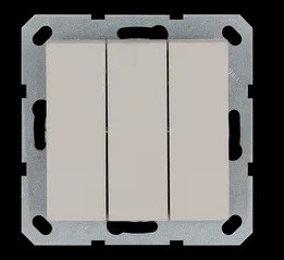 Выключатель трехклавишный 10A 250V~ с накладкой, цвет Тауп , G3031T, Jasmart Electric