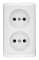 ХИТ О/У РОЗЕТКА двойная без заземления без шторок 16А, 250В, БЕЛЫЙ. Россия