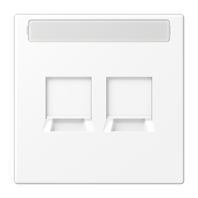 Плата (фиксация защёлкиванием) для двух модулей с полем для надписи; термопласт; белый матовый, LS1969-2NAWEWWM