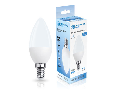 Светодиодная лампа свеча C37 E14 13Вт 6400K 180°, AMBRELLA LIGHT, 371316
