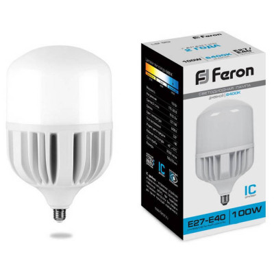 Лампа светодиодная, (100W) 230V Е27-E40 6400K T160, LB-65, Feron 25827