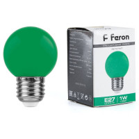 Лампа светодиодная, (1W) 230V E27 зеленый G45, LB-37, Feron 25117